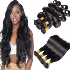 4 Bundles 400g Brazilian Peruvian Virgin Human Hair Weave Straight Body Wave US