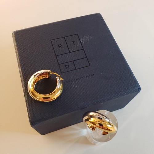 MISSOMA Lucy Williams Chunky Med Entwine Hoop Earrings TWO TONE 18K gold plate