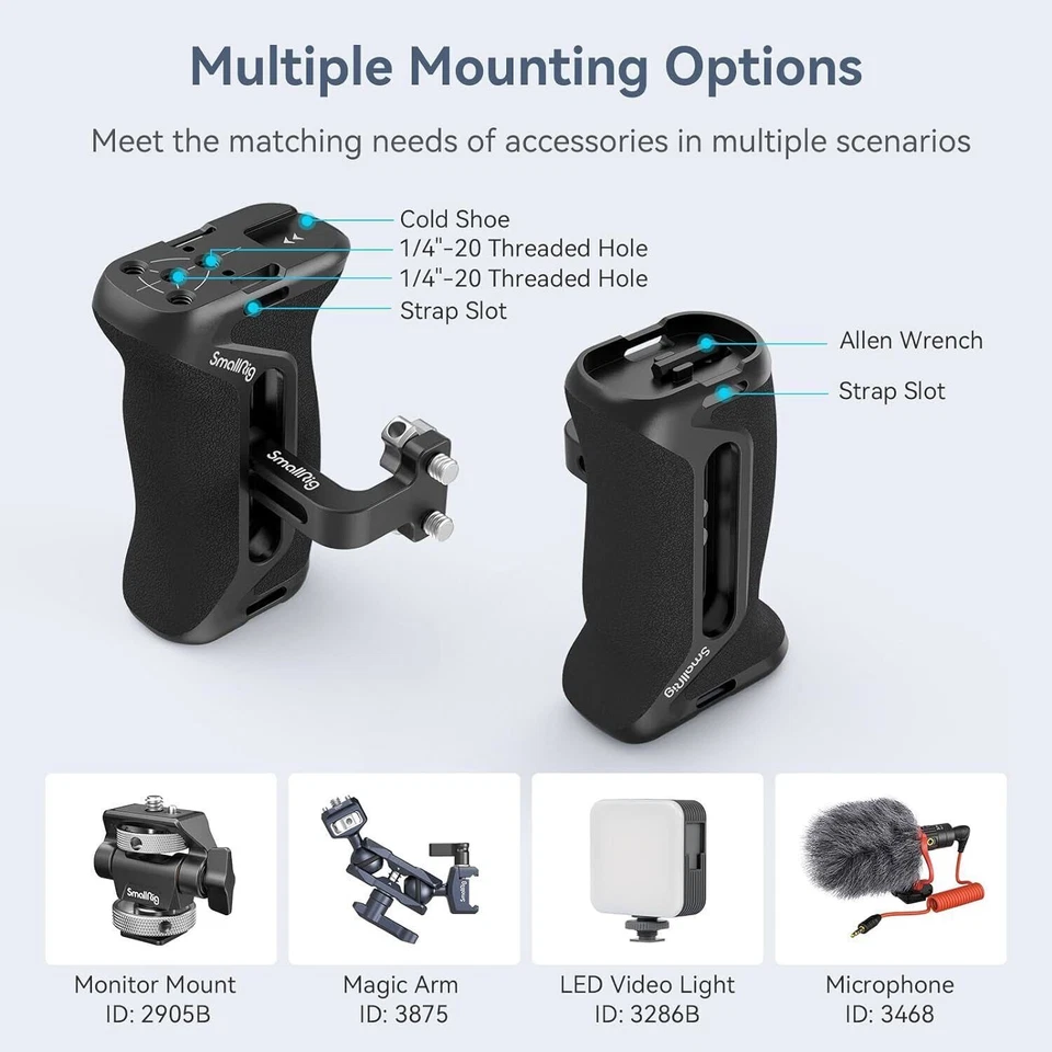 SmallRig Camera Side Handle Left or Right Handgrip with 1/4"-20 for Camera Cages - Image 4 of 4