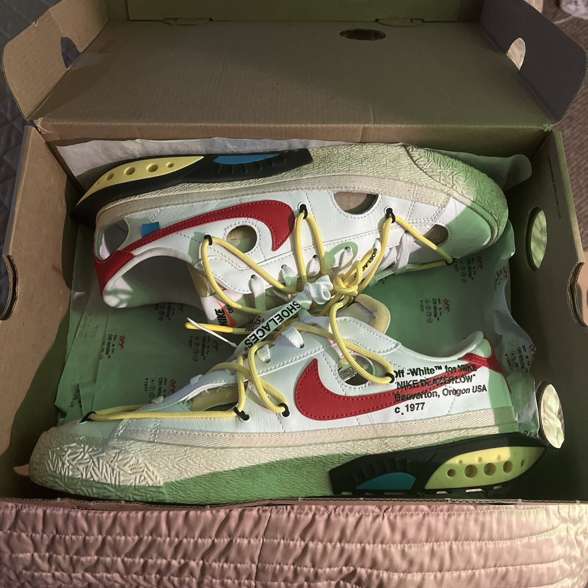 Size 10.5 - Off-White x Nike Blazer Low White University Red Excellent Preowned s-l1200.jpg main image 2