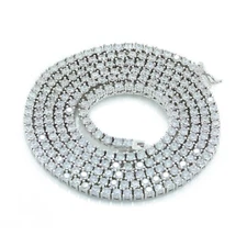 3mm 1 Row Real 925 Sterling Silver Bling Tennis Chain Necklace ANTI TARNISH