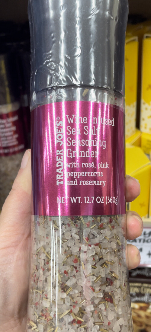 TRADER JOE'S Wine Infused Sea Salt Grinder, w/Rosé Pink Peppercorn