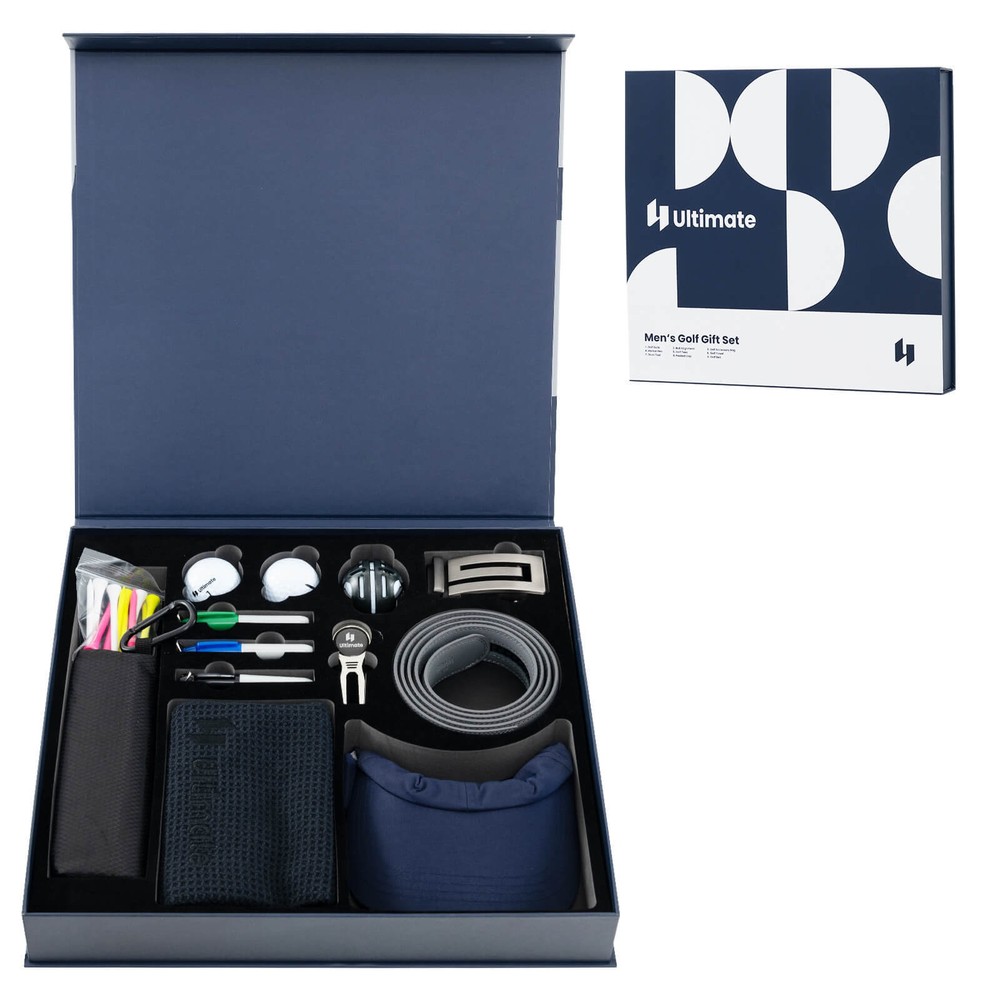 Men's Golf Gift Set with Balls Tees Towel Belt Hat