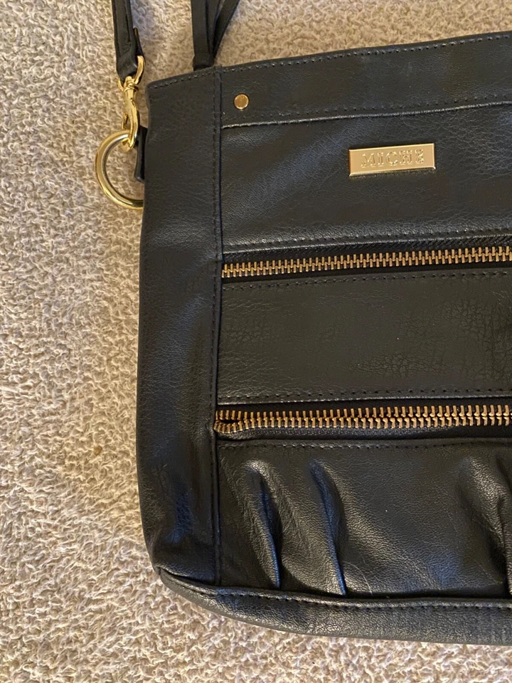 Bolso Bandolera Miche Cartera MORGAN Negro Vegano Imitación Cuero Borlas Boho Foto 2 de 4