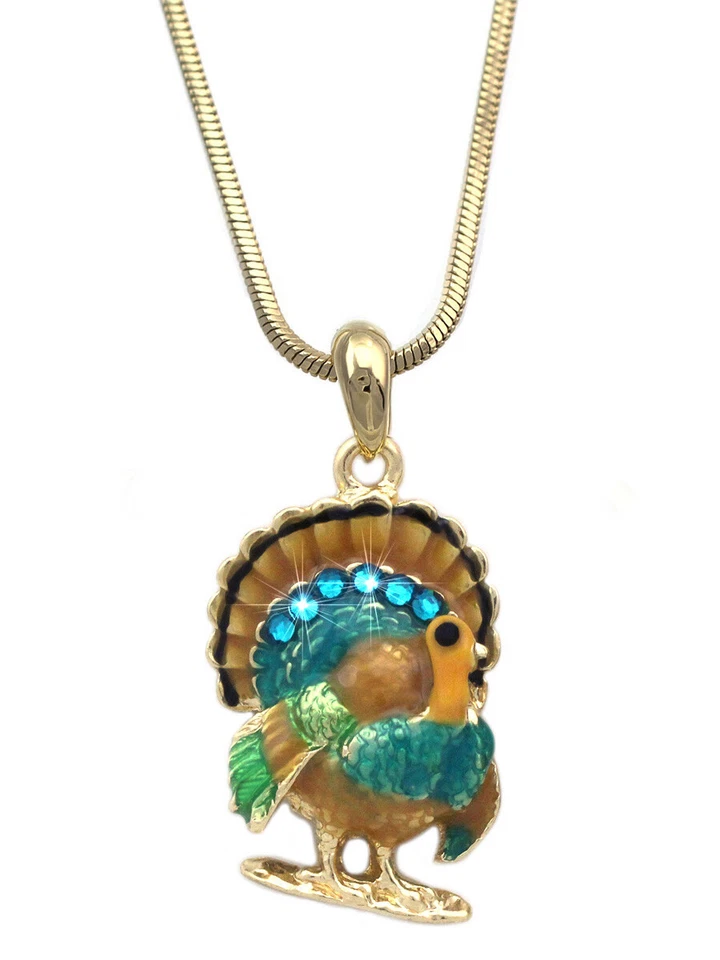 Pavo Peregrino Sombrero Colgante Collar Otoño Acción de Gracias Joyería Foto 3 de 3