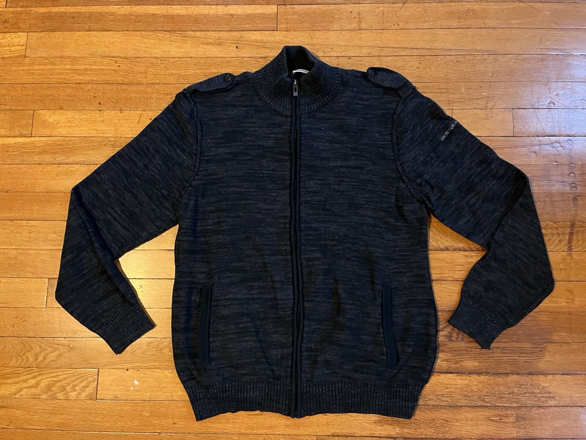 DKNY Jeans Full Zip Cardigan Sweater Men's Large Grey