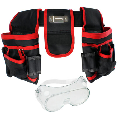 Doppel Werkzeuggürtel 20 Taschen Schreiner Schreiner Baumeister Schraubendreher Tasche + Schutzbrille