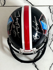 Barry Sanders & Jerry Rice Signed Black Hall of Fame Mini Helmet Auto - PSA