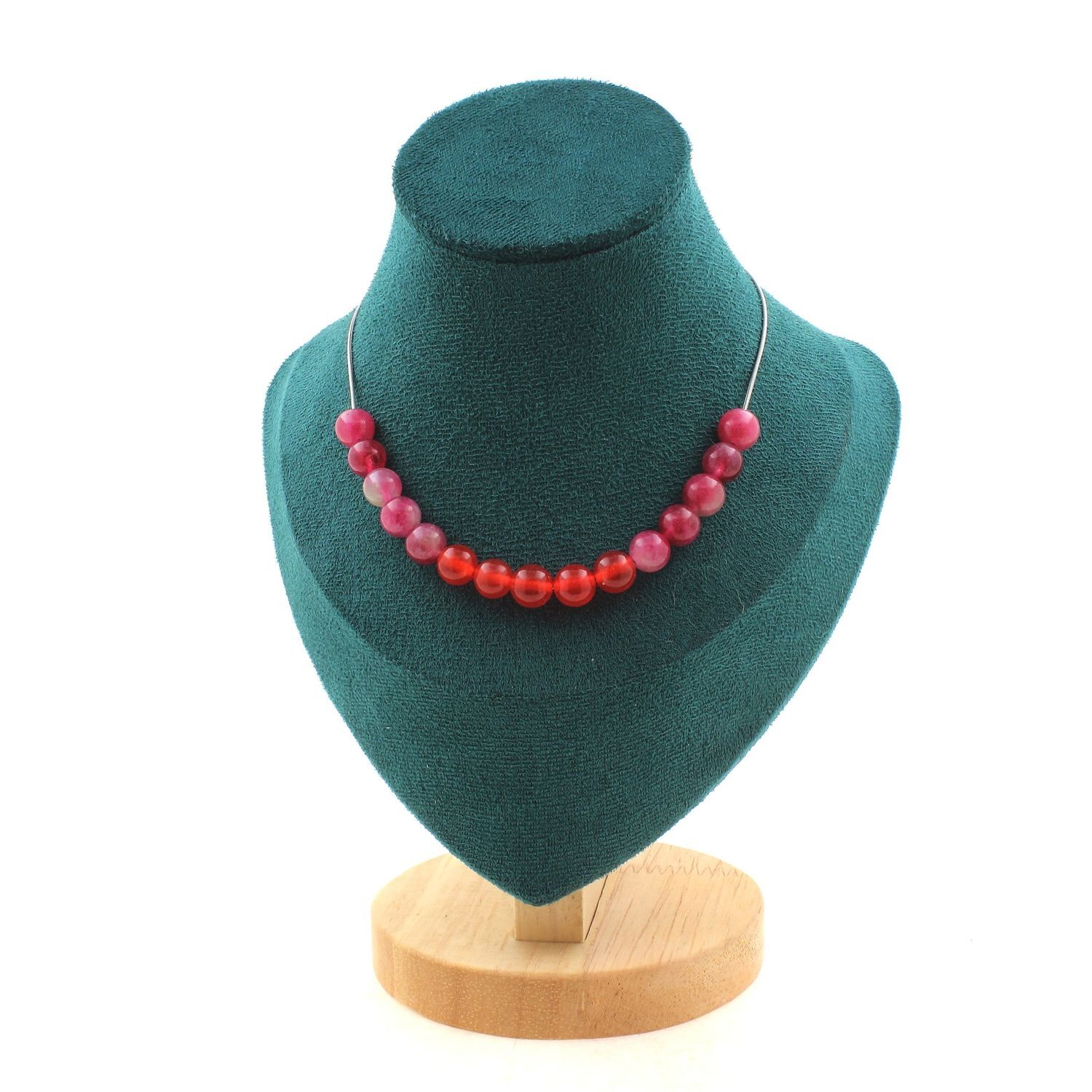 Collier Tourmaline Melon d'Eau, Perles de Lithothérapie en Cristaux Naturels et Calcite