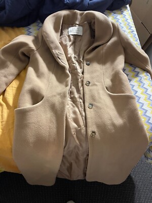 Women's LL Bean Bellandi Wool Coat Camel Tan Sof Size M *Stain* 99% new