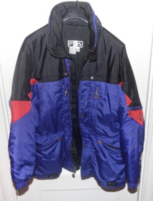 Vintage Fila Winter Jacket Men’s Medium Made In Hong Kong Black/Blue/Red 
