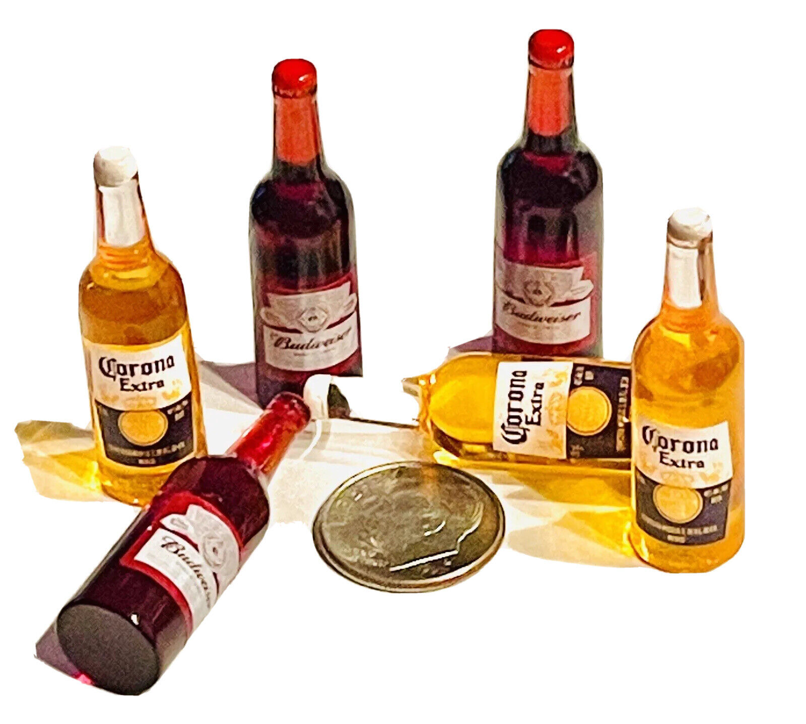 Dollhouse Miniature Tiny Beer Mini Alcohol Liquor Bottle Lot 👻🧲 12 Mix Bottles