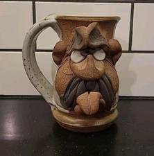 MMS Mahon Made Stoneware Tongue Out Ugly Face Mug Signed (B3-F8)