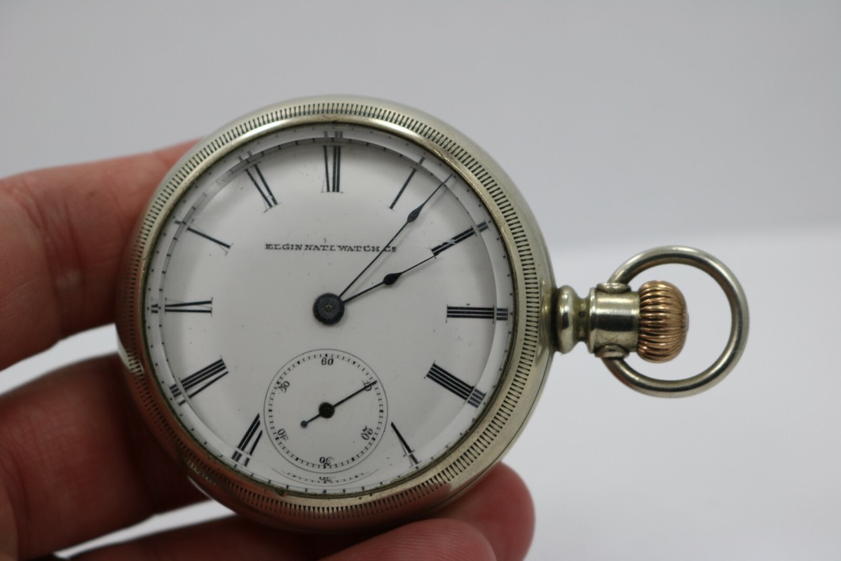 1874 Antique Elgin Benjamin Wright 18s 15j Open Face Pocket Watch
