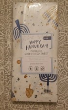 NEW Pottery Barn Kids Happy Hanukkah Organic Cotton Crib Fitted Sheet.