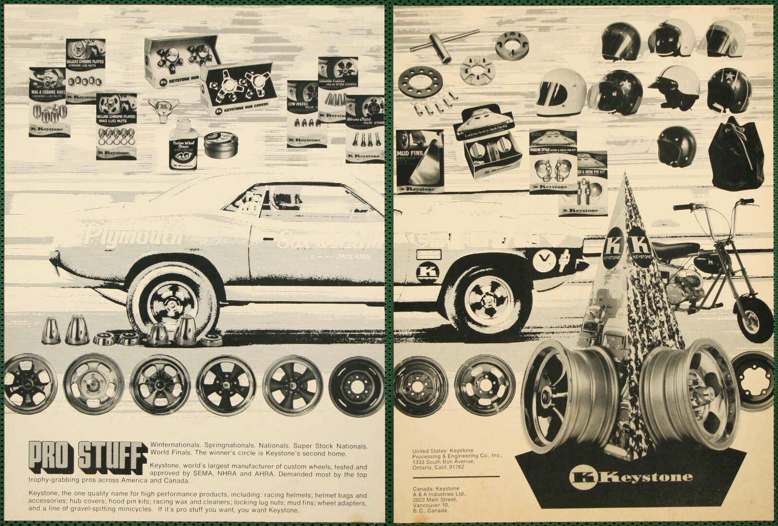 Keystone Pro Stuff Custom Wheels Rims Sox & Martin Vintage Print Ad 1971-image