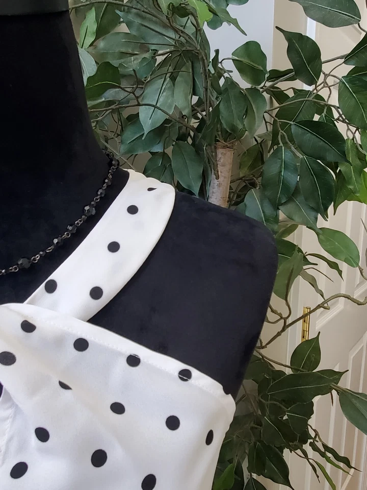 Blusa Top Para Mujer 7th Avenue Design Studio Blanca Lunares Cuello Halter Talla M Foto 4 de 4