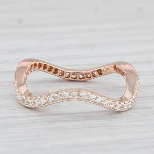 New Beverley K 0.35ctw Contoured Curved Diamond Eternity Ring 18k Rose Gold Band - Picture 4 of 9