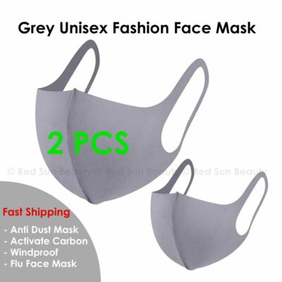 2pcs Gray Face Mask Fashion Face Mask Washable Reusable Unisex Adult 