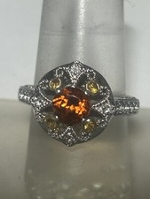 925 Cz Citrine Fashion Ring Size 7