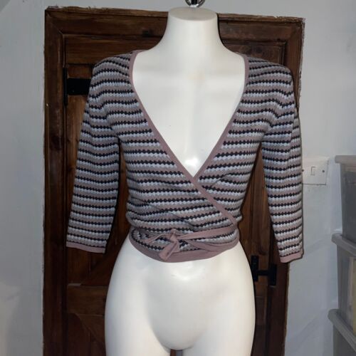Ronit Zilkha Womens Brown Long Sleeve 100% Wool Wrap Top Size M - Afbeelding 1 van 5