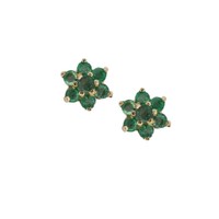 Ladies 9ct Yellow Gold Real Emerald Daisy Stud Earrings - Gift Boxed Ap0228 Ladies 9ct Yellow Gold Real Emerald Daisy Stud Earrings - Gift Boxed Ap0228