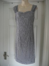 Silver Designer Dress Size Medium M Floryday Embroidered Crochet Evening Party