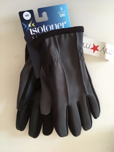 NWT Isotoner Signature Smart DRI Gray and Black Men's Gloves - Med - $48 - Picture 2 of 3