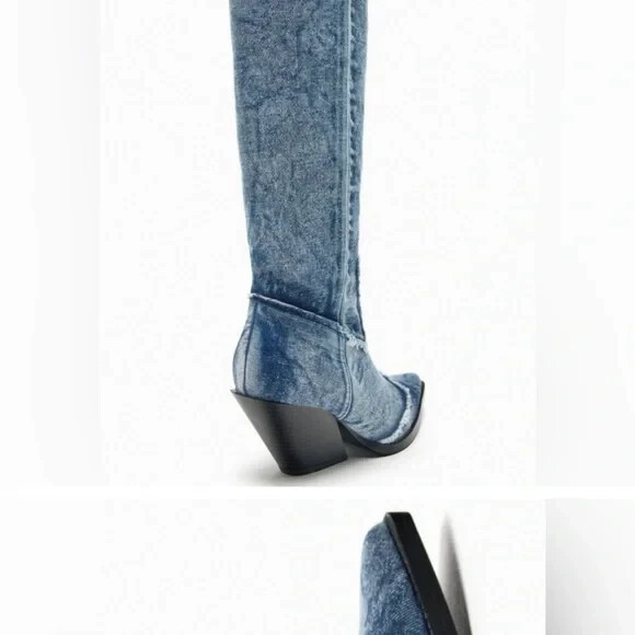 ZARA DENIM COWBOY BOOTS eBay