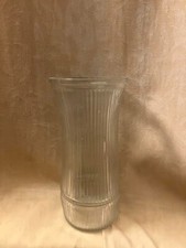 Hoosier Glass Vase Clear Ribbed Stripe 4088-B USA Made 8.5 Inch