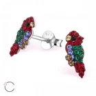 925 Sterling Silver Crystal Parrot Bird Stud Earrings 5x11mm & Gift Box #6