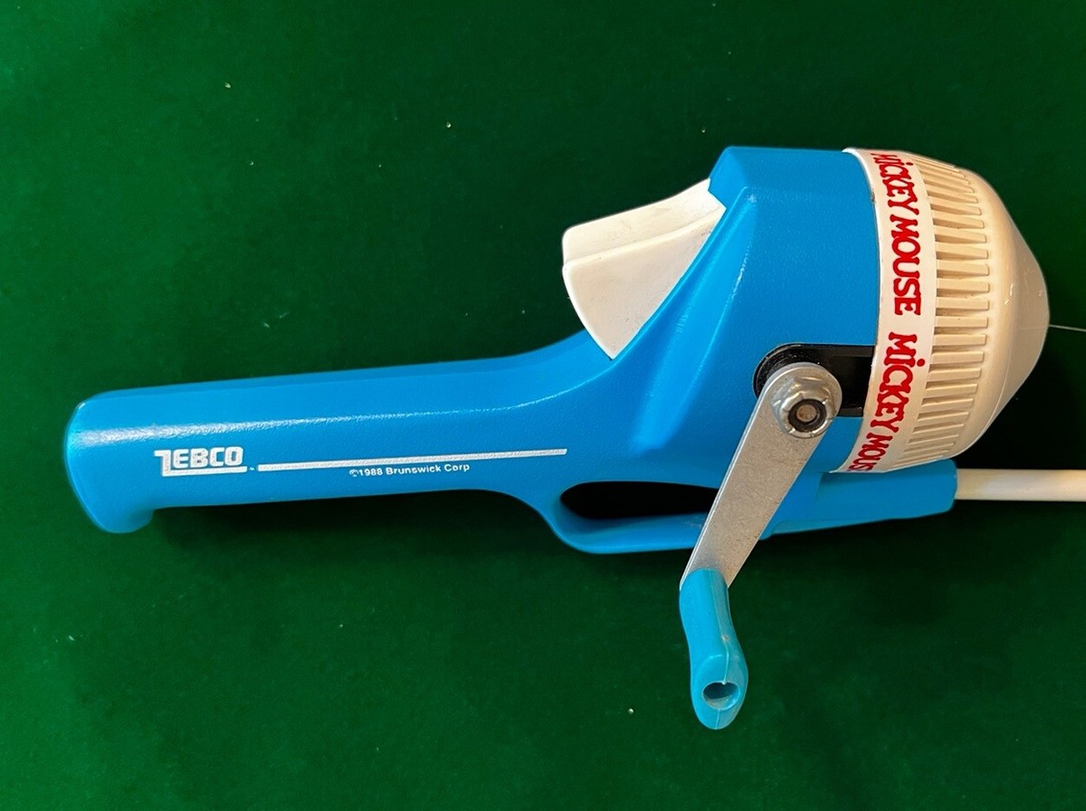 Vintage Zebco Mickey Mouse Fishing Pole & Reel with Mickey Mouse