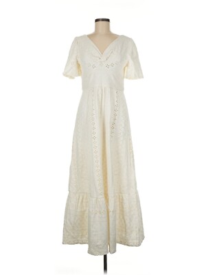 NWT Anthropologie Maeve Rochelle Eyelet Maxi in White Ivory Eyelet Dress M  | eBay