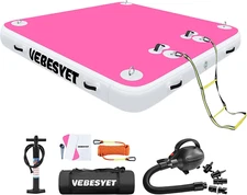 Inflatable Floating Dock Swim Platform, 6 Inch/8 Inch Thick Multi-Person Water S