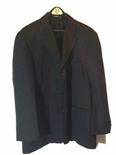 Vtg Haggar Black Label Sports Coat Mens Sz 46 Black Three Button Suit Polyester
