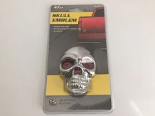 Skull Emblem Chrome Abs Plastic 3-D Dome Stick On Decal Car's,Truck's,Suv's,Rv's