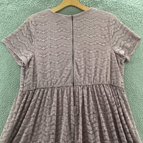 Lane Bryant Mini Lace Dress Womens 26 Purple Double tiered ruffle hem Back Zip - Picture 13 of 24