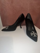 428 New Tory Burch ELEANOR PAV PUMP Shoes Heels Suede Black US 8M