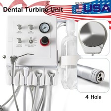 Portable Dental Turbine Unit 3 Way Syringe Work with Air Compressor 4 Hole Metal