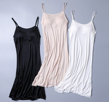 Woman Pure Silk Lace Floral Slip Dress Camisole Strap Petticoat Nightdress White