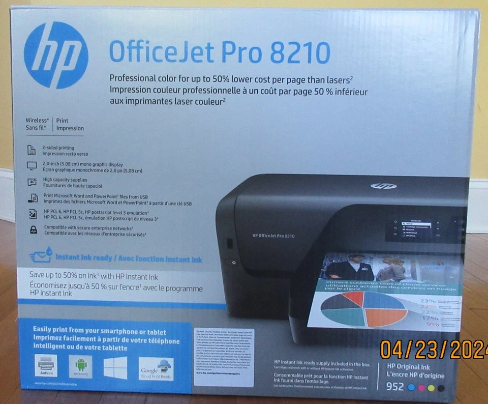 HP OfficeJet Pro 8210 Wireless Color Printer, Instant Ink ready ( D9L64A#B1H) - Image 2 of 4