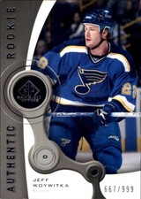 2005-06 SP Game Used #151 Jeff Woywitka RC SERIAL #667/999 ST. LOUIS BLUES