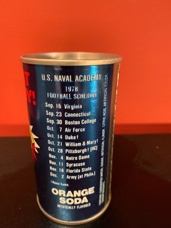 Vintage 1978 Pepsi Army Smash Orange soda can US Naval Academy Football Schedule