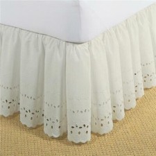 Fresh Ideas FRE30014IVOR01 Bed Skirt Ruffled Eyelet Ivory - Twin