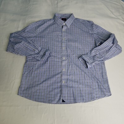 Untucked Dress Shirts UnTuckIt Shirt Men Sz XXL Blue Plaid Long Sleeve Slim  Fit Button Up