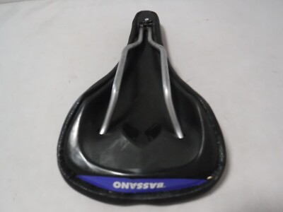 Vtg Selle Bassano Vuelta Bike Saddle Black Leather Made in Italy