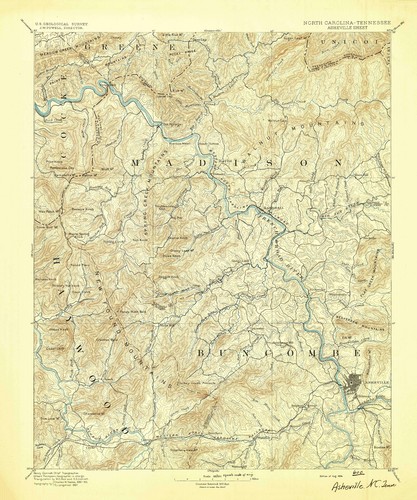 1894 Topo Map of Asheville North Carolina Quadrangle