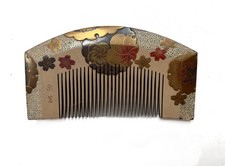 Antique Japanese lacquer hair comb kanzashi signed, fine detail