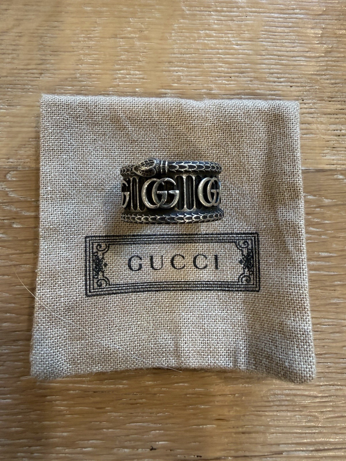 Gucci Garden Double Snake Double G Ring Sterling Silver Size 10.5 Ag 925