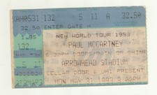 Paul McCartney 5/31/93 Kansas City MO Arrowhead Stadium Ticket Stub The Beatles